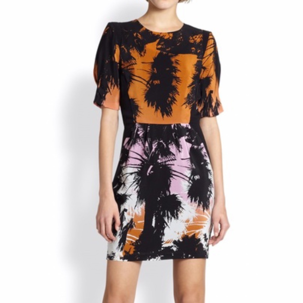 NEW 100% Silk Palm Tree Print Dress